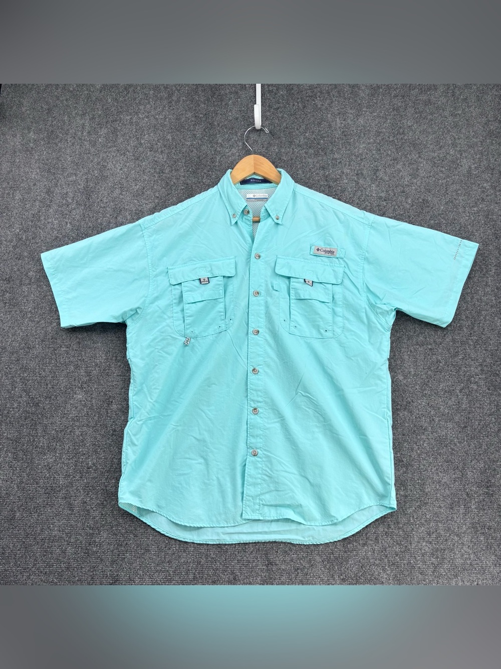 Columbia PFG Aqua Bahama Omni Shield Short Sleeve Vented Button Up Men’s S